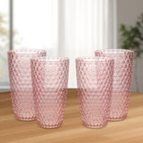 Set of Four Pink Acrylic Stemless Highball Glass