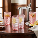 Set of Four Pink Acrylic Stemless Highball Glass