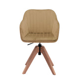 Tufted Champagne and Natural Upholstered Velvet Dining Arm Chair