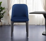 Blue and Black Upholstered Velvet Dining Side Chair