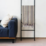 39" X 71" Gray Cotton Plain Weave Striped Turkish Towel Throw Blanket with Tassels