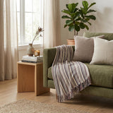 39" X 71" Gray Cotton Plain Weave Striped Turkish Towel Throw Blanket with Tassels