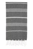39" X 71" White and Black Cotton Turkish Towel Throw Blanket with Tassels