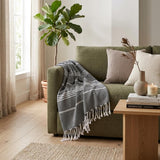 39" X 71" White and Black Cotton Turkish Towel Throw Blanket with Tassels