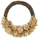 17" Brown And Tan Wood Curl Artificial Wreath