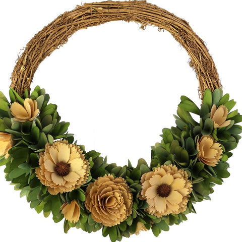 18" Green And Brown Mixed Assortment Artificial Wreath