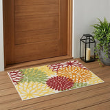 3' X 5' Green Orange and Red Indoor Outdoor Area Rug