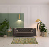 4' X 6' Green Floral Power Loom Area Rug