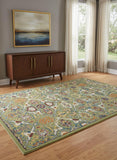 4' X 6' Green Floral Power Loom Area Rug