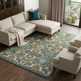 6' X 9' Blue Floral Power Loom Area Rug