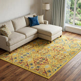 8' X 10' Yellow Floral Power Loom Area Rug