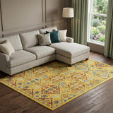 7' X 10' Yellow Floral Power Loom Area Rug