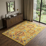 4' X 6' Yellow Floral Power Loom Area Rug