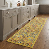 8' Yellow Floral Power Loom Runner Rug