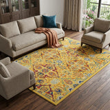 6' X 9' Yellow Floral Power Loom Area Rug