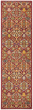 8' Red Floral Power Loom Runner Rug