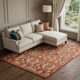 8' X 10' Red Floral Power Loom Area Rug