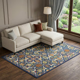 6' X 9' Blue Floral Power Loom Area Rug