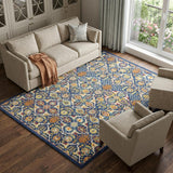 8' X 10' Blue Floral Power Loom Area Rug