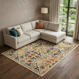 6' X 9' Ivory Floral Power Loom Area Rug