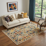 5' X 7' Ivory Floral Power Loom Area Rug