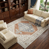 9' X 12' Gray Oriental Power Loom Distressed Area Rug