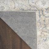 9' X 12' Light Blue Oriental Power Loom Distressed Area Rug