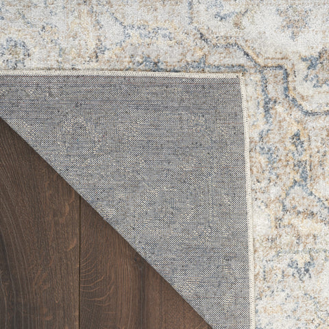 9' X 12' Light Blue Oriental Power Loom Distressed Area Rug