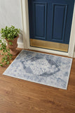 3' X 5' Blue Oriental Power Loom Distressed Washable Area Rug