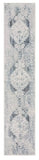 8' Blue Oriental Power Loom Distressed Washable Runner Rug