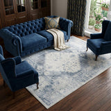 7' X 9' Blue Oriental Power Loom Distressed Washable Area Rug