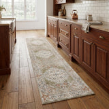 8' Sage Oriental Power Loom Distressed Washable Runner Rug