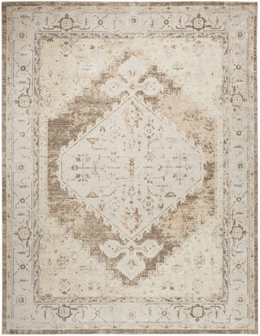 4' X 6' Sage Oriental Power Loom Distressed Washable Area Rug