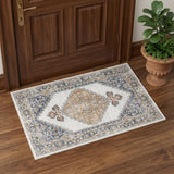 3' X 5' Gray Oriental Power Loom Distressed Washable Area Rug