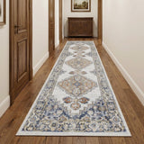 10' Gray Oriental Power Loom Distressed Washable Runner Rug