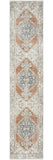 12' Gray And Ivory Oriental Distressed Washable Runner Rug