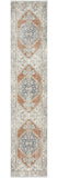 10' Gray And Ivory Oriental Distressed Washable Runner Rug