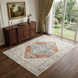 4' X 6' Gray Oriental Power Loom Distressed Washable Area Rug