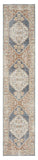 8' Denim Blue Oriental Power Loom Distressed Washable Runner Rug