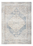 8' Light Blue Oriental Power Loom Distressed Washable Runner Rug