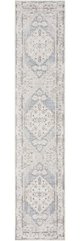 10' Light Blue Oriental Power Loom Distressed Washable Runner Rug