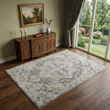 4' X 6' Gray Oriental Power Loom Washable Area Rug