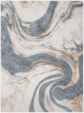 8' X 10' Gray and Blue Oriental Power Loom Washable Area Rug