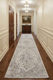12' Silver Oriental Power Loom Washable Runner Rug
