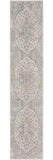 8' Gray And Ivory Oriental Washable Runner Rug