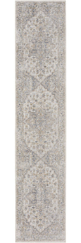8' Gray And Ivory Oriental Washable Runner Rug