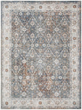 7' X 9' Silver Oriental Power Loom Washable Area Rug
