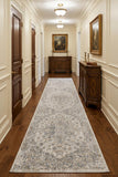 10' Silver Oriental Power Loom Washable Runner Rug