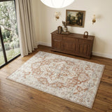 4' X 6' Gold Oriental Power Loom Washable Area Rug