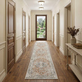 12' Gold And Ivory Oriental Washable Runner Rug